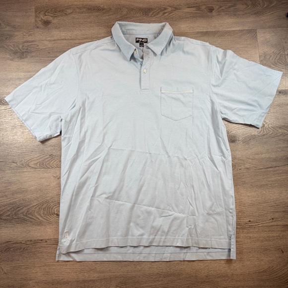 Ping Other - PING Performance‎ Polo Shirt Mens Large Light Blue Cotton Blend Golf Knit Casual